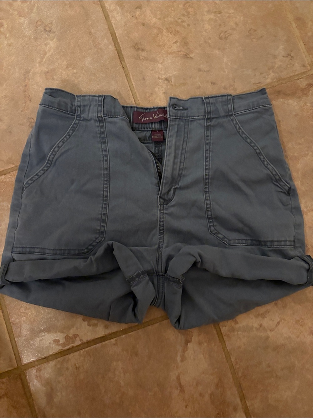 Gloria Vanderbilt Women's Slate Blue High-Waist Roll Cuff Shorts